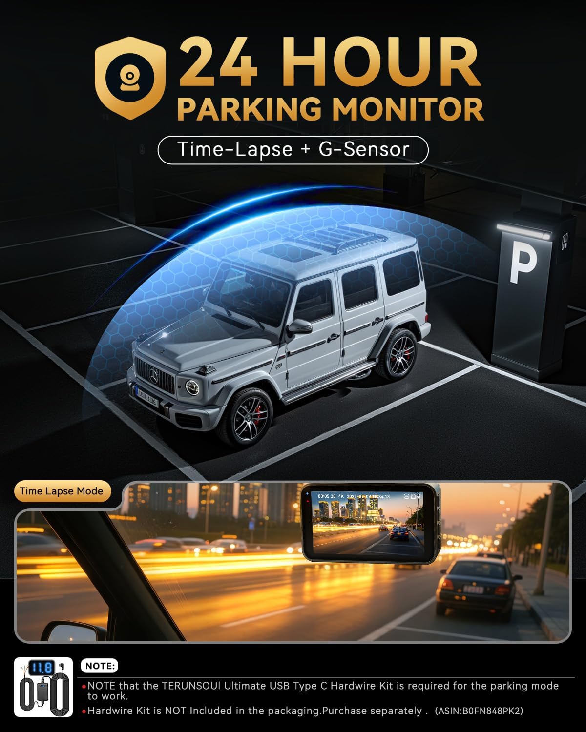 4K+4K Dash Cam Front and Rear, Free 128GB Card Included, 5.8Ghz Wifi Dash Camera for Cars, Built-In GPS, G-Sensor, 170°Wide Angle, 3" IPS Screen, 24H Parking Mode, Support 512GB Max
