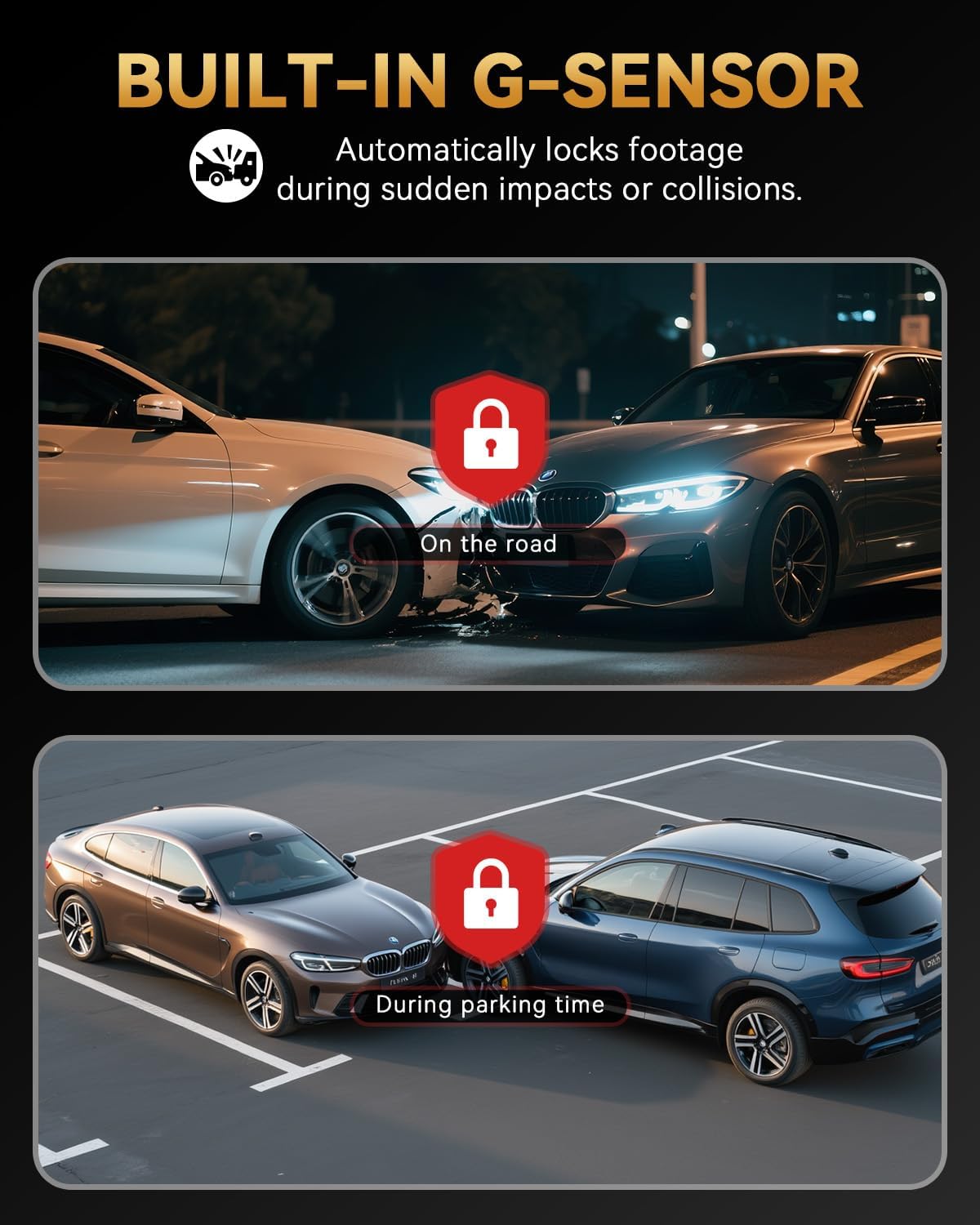 4K+4K Dash Cam Front and Rear, Free 128GB Card Included, 5.8Ghz Wifi Dash Camera for Cars, Built-In GPS, G-Sensor, 170°Wide Angle, 3" IPS Screen, 24H Parking Mode, Support 512GB Max