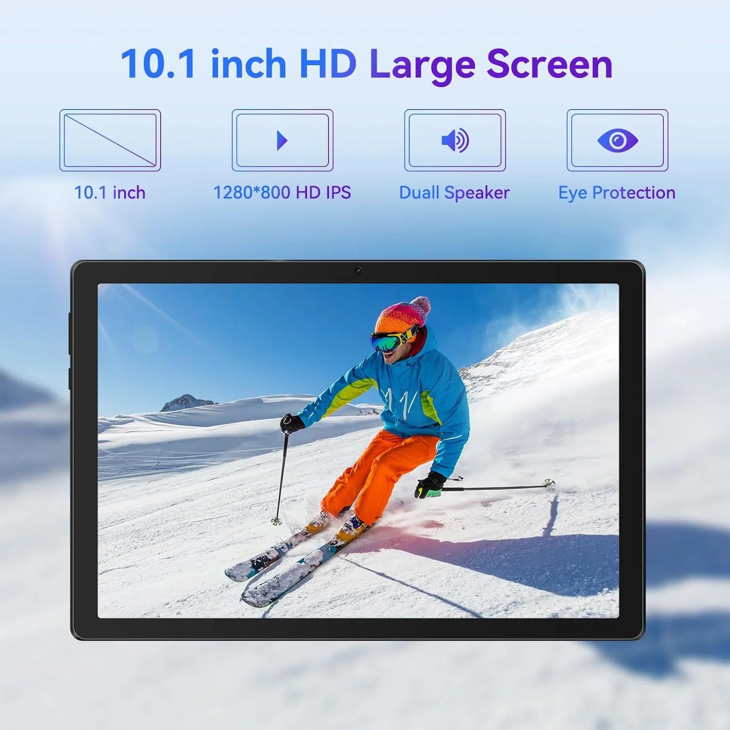 Android 14 Tablet 10.1 Inch Tablet, 8GB RAM + 64GB ROM (1TB TF), Octa-Core 2.0 Ghz, Wifi 6, Bluetooth 5.0, Widevine L1, 5MP + 8MP, 5000Mah, Black