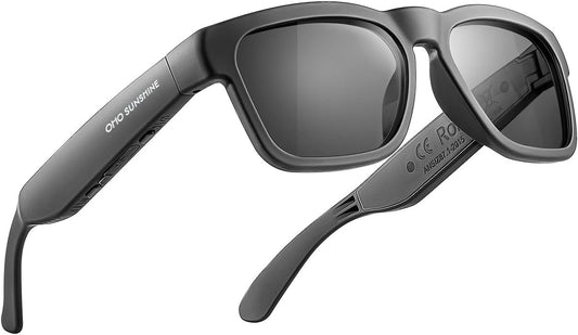 Oho Smart Glasses,Polarized Sunglasses with Bluetooth Speaker,Athletic/Outdoor UV Protection and Voice Control,Unisex (Grey Lens)
